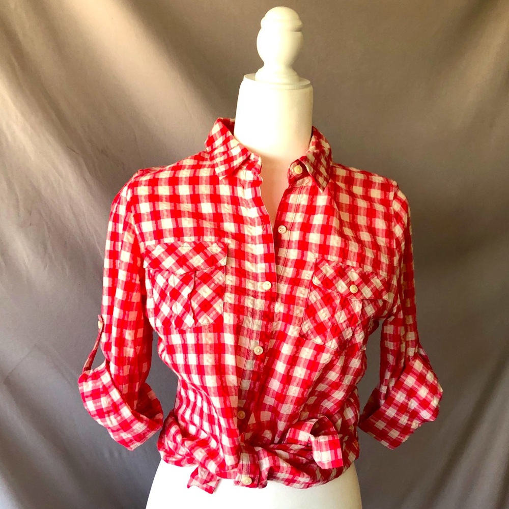 Red and White Gingham Shirt